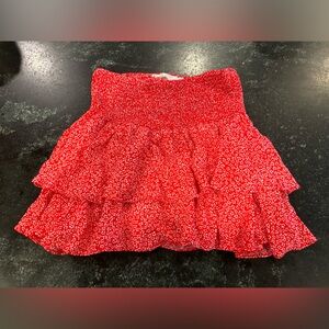 Red Floral Mini Skirt